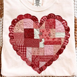 quilted heart png, trendy patchwork design, digital download