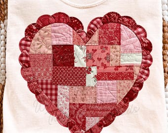quilted heart png, trendy patchwork design, digital download