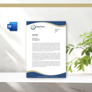 Modelo de papel timbrado corporativo de negócios em tamanhos Microsoft Word, modelo de download instantâneo, papel timbrado moderno L0010