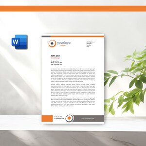 Plantilla de membrete corporativo para empresas en tamaños carta y A4 de Microsoft Word, plantilla de descarga instantánea, membrete moderno L0008