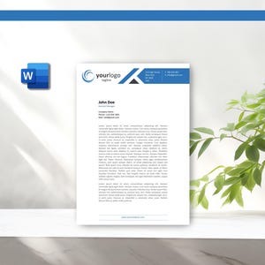 Plantilla de membrete corporativo para empresas en tamaños carta y A4 de Microsoft Word, plantilla de descarga instantánea, membrete moderno L0001