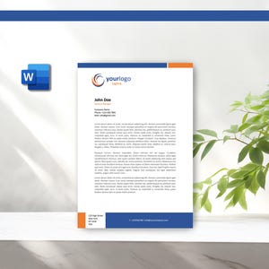 Plantilla de membrete corporativo para empresas en tamaños carta y A4 de Microsoft Word, plantilla de descarga instantánea, membrete moderno L0007
