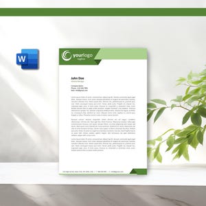 Plantilla de membrete corporativo para empresas en tamaños carta y A4 de Microsoft Word, plantilla de descarga instantánea, membrete moderno L0003