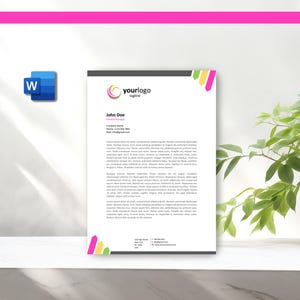 Plantilla de membrete corporativo para empresas en tamaños carta y A4 de Microsoft Word, plantilla de descarga instantánea, membrete moderno L0004