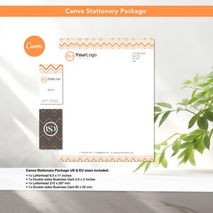 Modello di cancelleria con motivo a zigzag / Modello Canva con download immediato, cancelleria stampabile, cancelleria moderna personalizzata