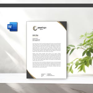 Plantilla de membrete corporativo para empresas en tamaños carta y A4 de Microsoft Word, plantilla de descarga instantánea, membrete moderno L0009