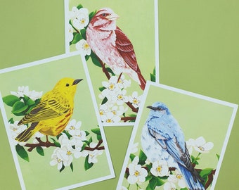 Bird and Blossom A5 Prints