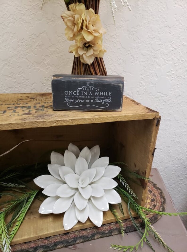 Small Wood Block Decor With Quote once in a Whil in the Etsy