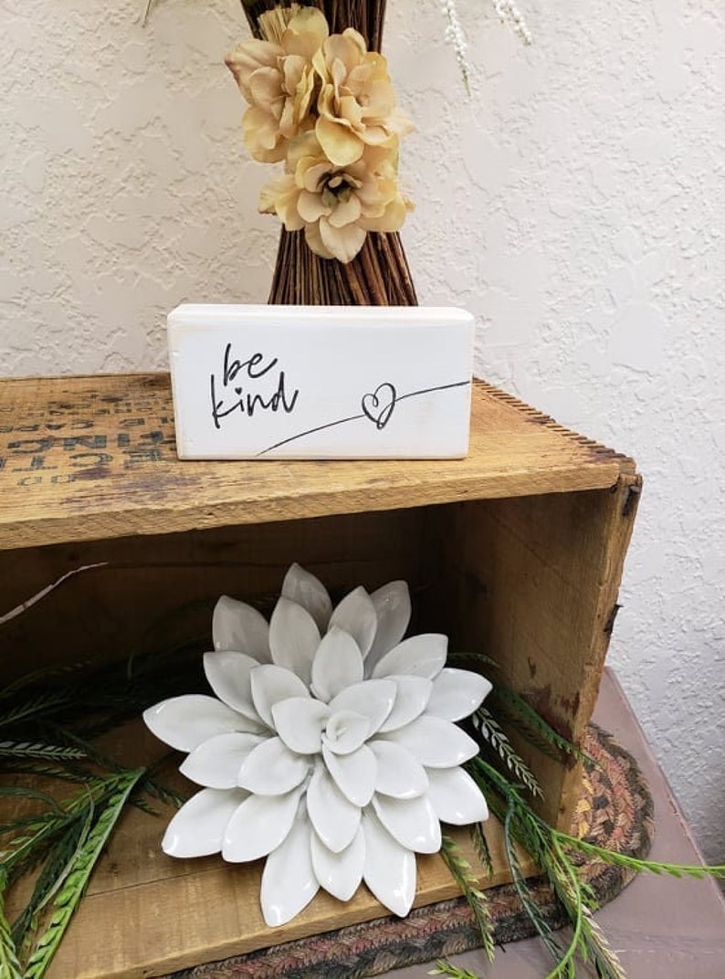 Small Wood Block Decor With Quote be Kind Etsy
