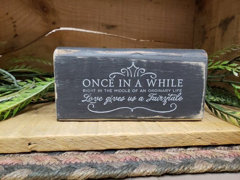 Small Wood Block Decor With Quote once in a Whil in the Etsy