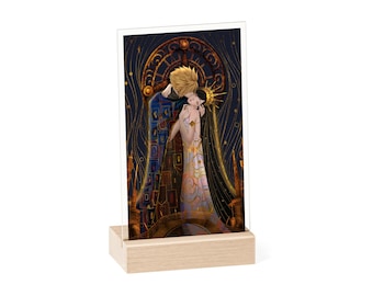 Jugendstil Liebespaar Kuss Acryl Schild | Holzständer