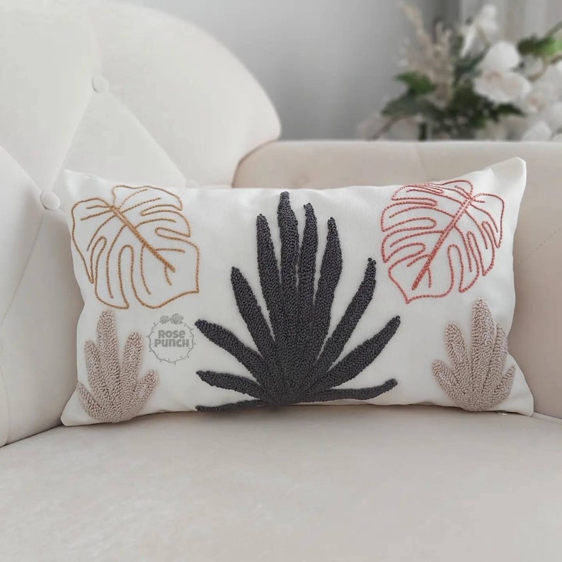 Handmade Pillow Case, Punch Needle Flower, Tassel Pillow Case, Mothers Day , Home Gift, Punch Pillow, Embroidey Pillow Case, Custom, Love image 2