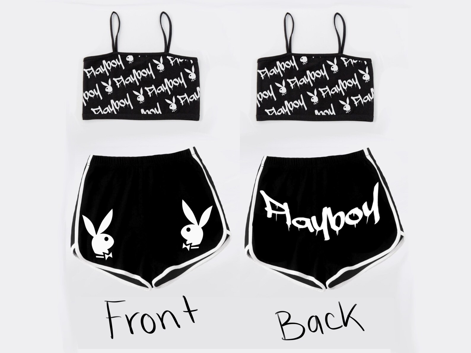 Cute playboy outfit set with shorts and crop top Etsy