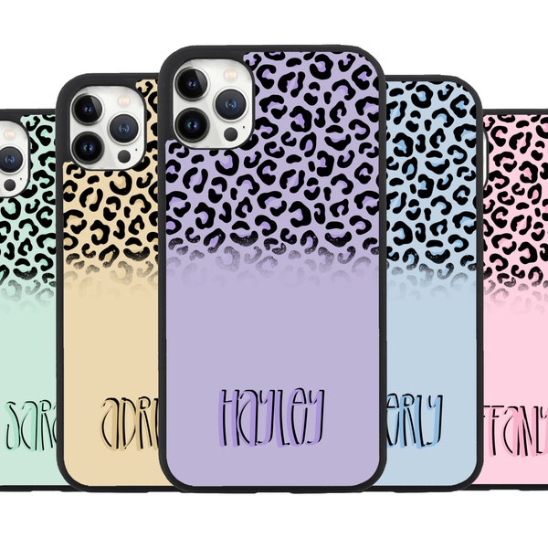 Personalized name cheetah iPhone, note and galaxy phone cases | pastel | beige | leopard | Gift | customizable | customization |