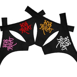 His treat Halloween thongs her treat | Panties | Spooky | Underwear | Bite me | Vampire | Cute | Flirty | Sexy | Booty |