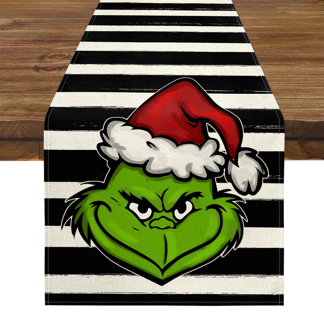 Grinch Table Runner Christmas Decor Grinch Decor Merry Grinchmas Table
