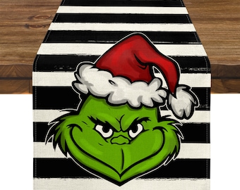 Grinch Christmas Table Runner | Holiday Decor (13 x 72 inches)