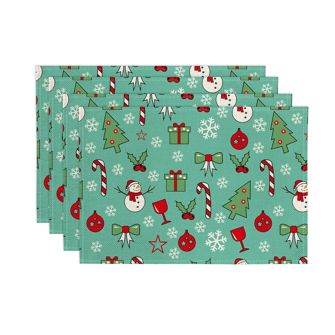 Cute Snowman Placemats Christmas Decor Winter Placemats Table Decor Linen Placemats Christmas