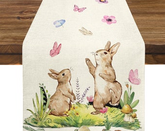 Easter Table Runner, Easter Table Decor, Rabbit Table Runner, Seasonal Table Runner, Holiday Decor