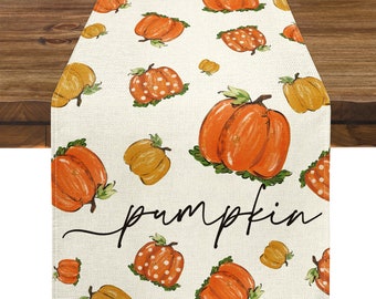 Pumpkins Table Runner, Fall Table Decor, Cute Pumpkin Table Runner, Farmhouse Table Runner, Holiday Decor