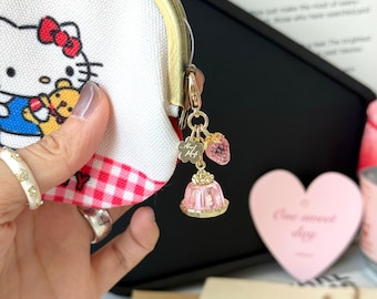 Pink Jelly Pudding Charm for Purse Handbags Bag Accessories Key Charms