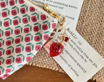 Strawberry and Bow Bag Charm for Purse Handbags Bag Accessories Key Charms