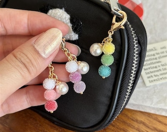 Colorful Gradient Candy Bead Keychain for Purse Handbags Bag Accessories Key Charms