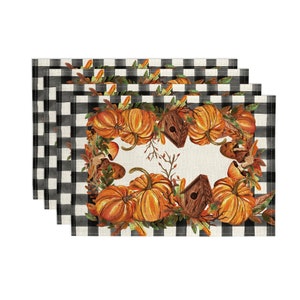 Pumpkin Placemats | Fall Mushroom Decor | Table Decor | Thanksgiving Day Placemat | Holiday Decoration | Farmhouse Placemats