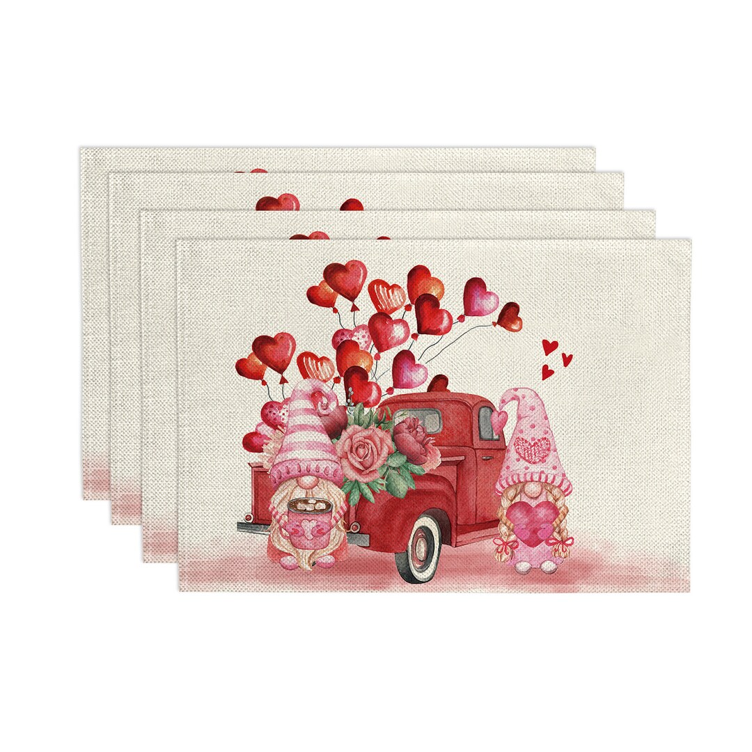 Watercolor Truck Placemats Valentine's Day Decor Table Decor Valentine