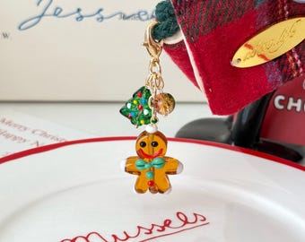 Gingerbread Man Charm: Christmas Tree Ornament, Holiday Keychain