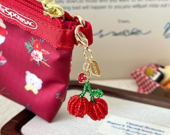 Cute Handmade Beaded Cherry Bag Charm (1 Piece) for Purse Handbags Bag Accessories Key Charms