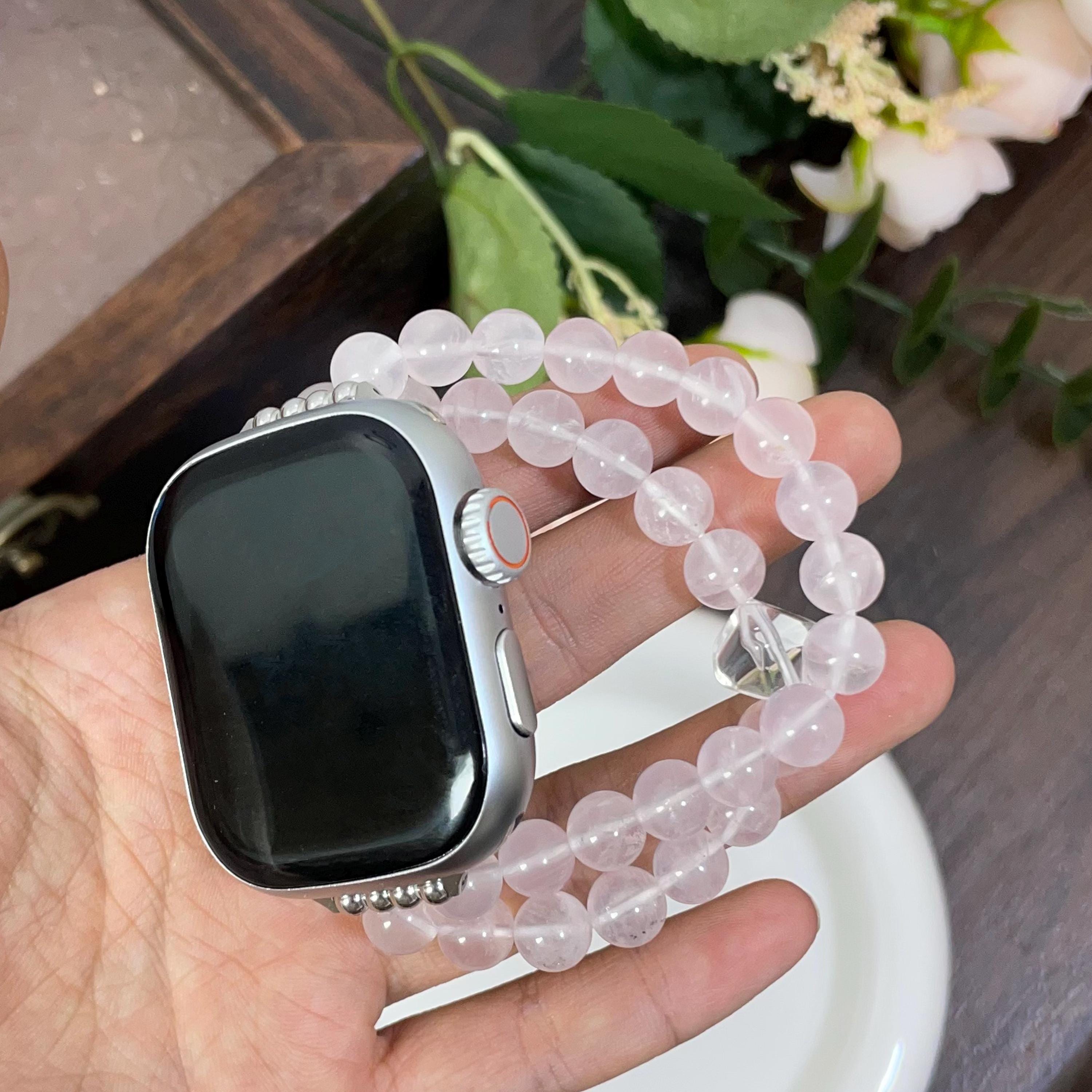 Rose Quartz Beaded Apple Watch Band: Healing Crystal  display picture 3