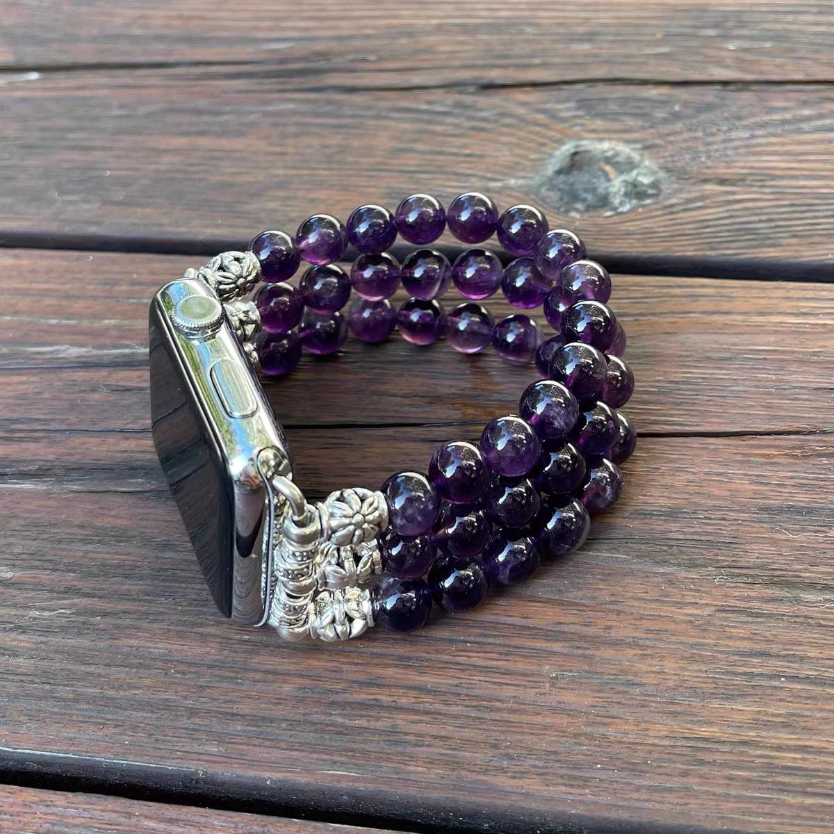 Vintage Lacoral Amethyst Beaded Strand Watch Natural Amethyst Watch For Ladies Silver 925 main image 3