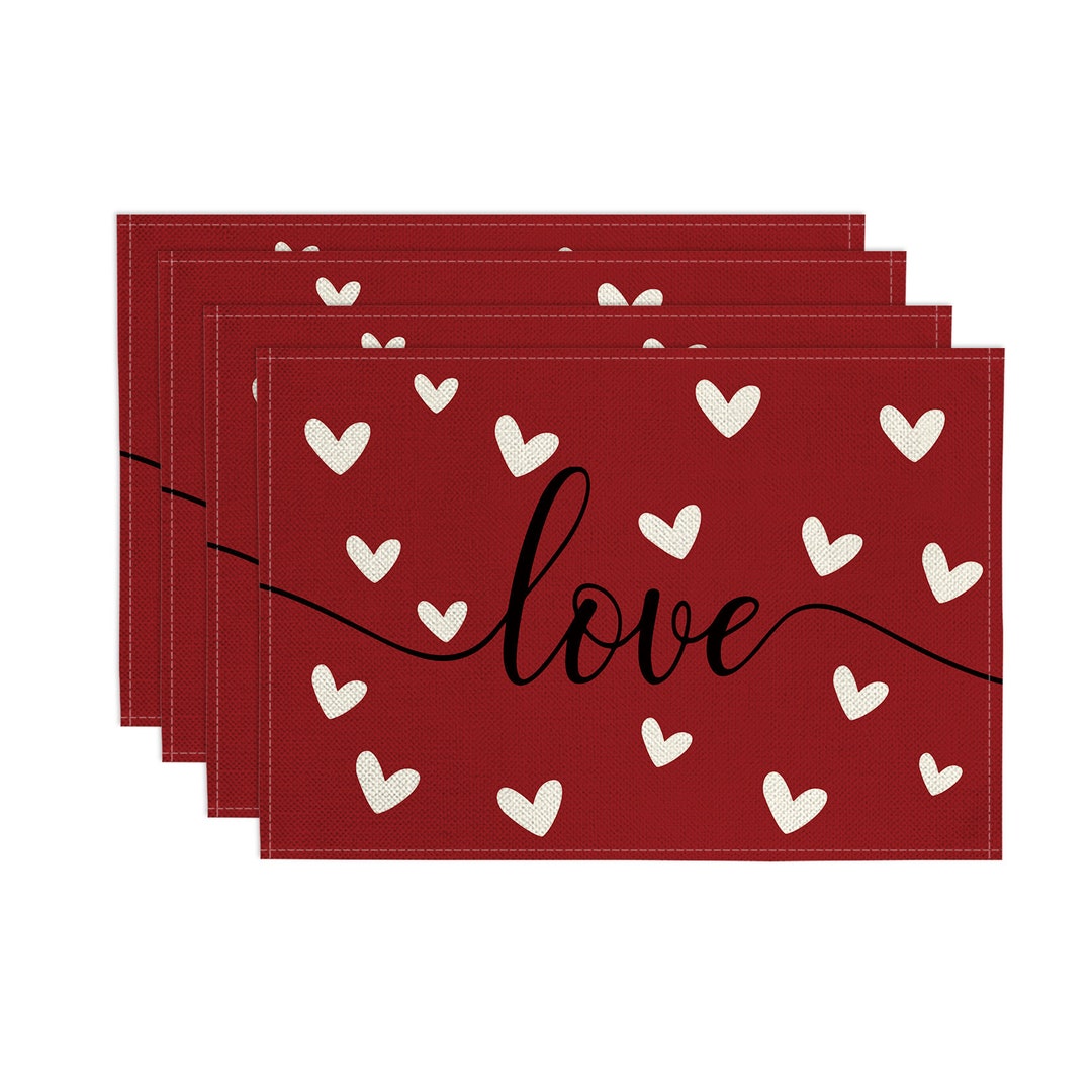 Love Placemats Valentine's Day Decor Table Decor Valentine's Day