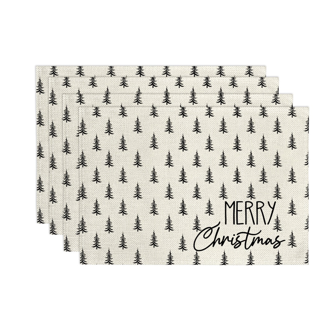 Merry Christmas Placemats Pine Tree Decor Winter Placemats Table Decor