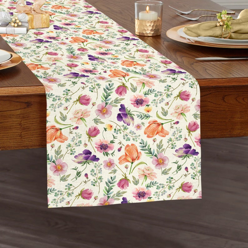 Spring Table Runner 108 Flowers Table Runner Spring Table Decor Easter Table Runner - Etsy