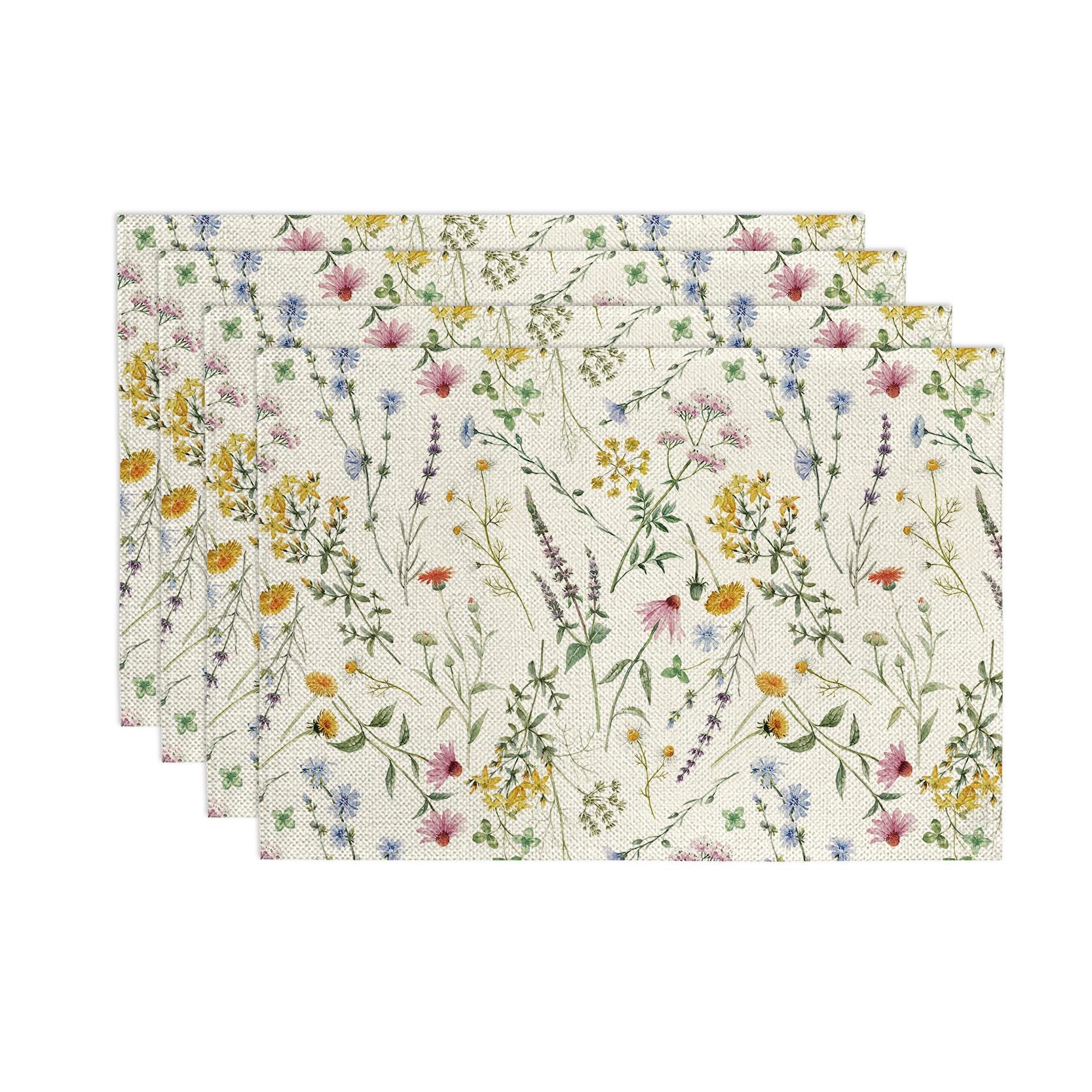 Floral Placemats, Wildflower Table Decor, Spring/Summer kitchen decor, Farmhouse Placemats, Holiday Decor, Seasonal Placemats