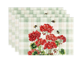 Geranium Placemats, Flower Table Decor, Spring/Summer kitchen decor, Farmhouse Placemats, Holiday Decor, Seasonal Placemats