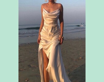 white maxi silk dress