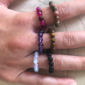 Natural crystal ring, natural elastic crystal ring, Adjustable Ring, chakras crystal ring, natural Gemstone ring, quartz ring, Handmade Ring