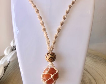 Crystal necklace holder, macrame stone holder, empty macramé pouch, stone holder necklace,  macrame empty stone holder necklace,  Handmade