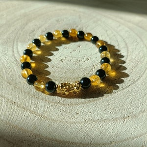 Obsidian citrine and pi xiu feng shui prosperity bracelet, wealth and abundance bracelet Pi Xiu, natural stone bracelet obsidian protection