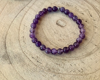 Brazilian natural amethyst bracelet 6mm, insomnia healing bracelet, semi precious bracelet, man woman bracelet, calming bracelet, Gemstone