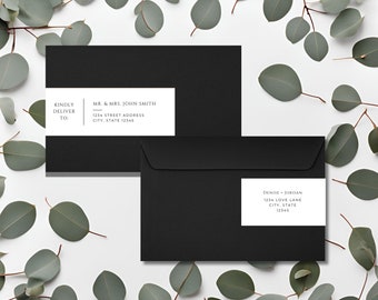 Modern Wraparound Address Template, Address Label Canva Template, Modern Address Template, Wedding, Avery Address Label Template