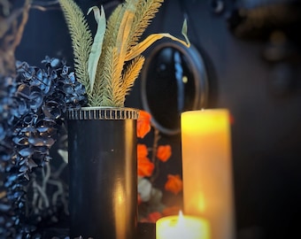 Tall Gothic Ceramic Medallion Planter, Gothic Vase, Gothic Home Decor, Black Vase, Flower Decor, Gothic Victorian