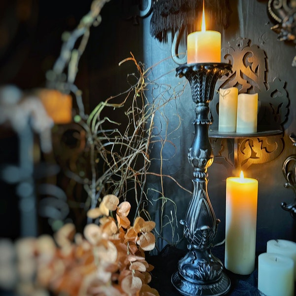 Vintage Goth Art Nouveau Style Candle Holder Floral