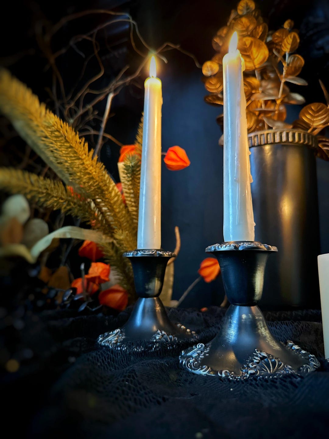 Gothic Candle Holders, Godinger Taper Candlestick Pair, Dark Academia ...