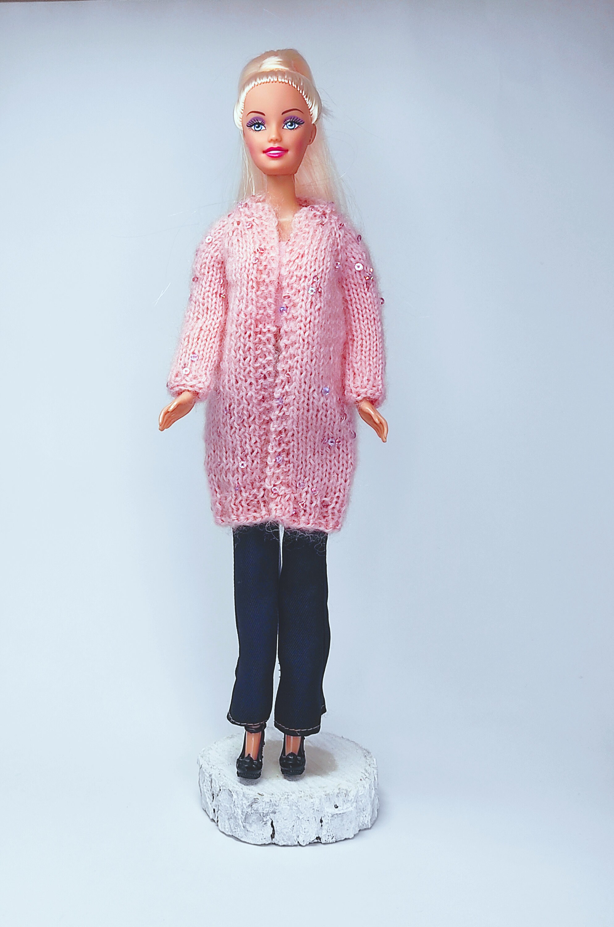 Light pink Sequin Cardigan for Barbie/Barbie knitted long - Etsy 日本