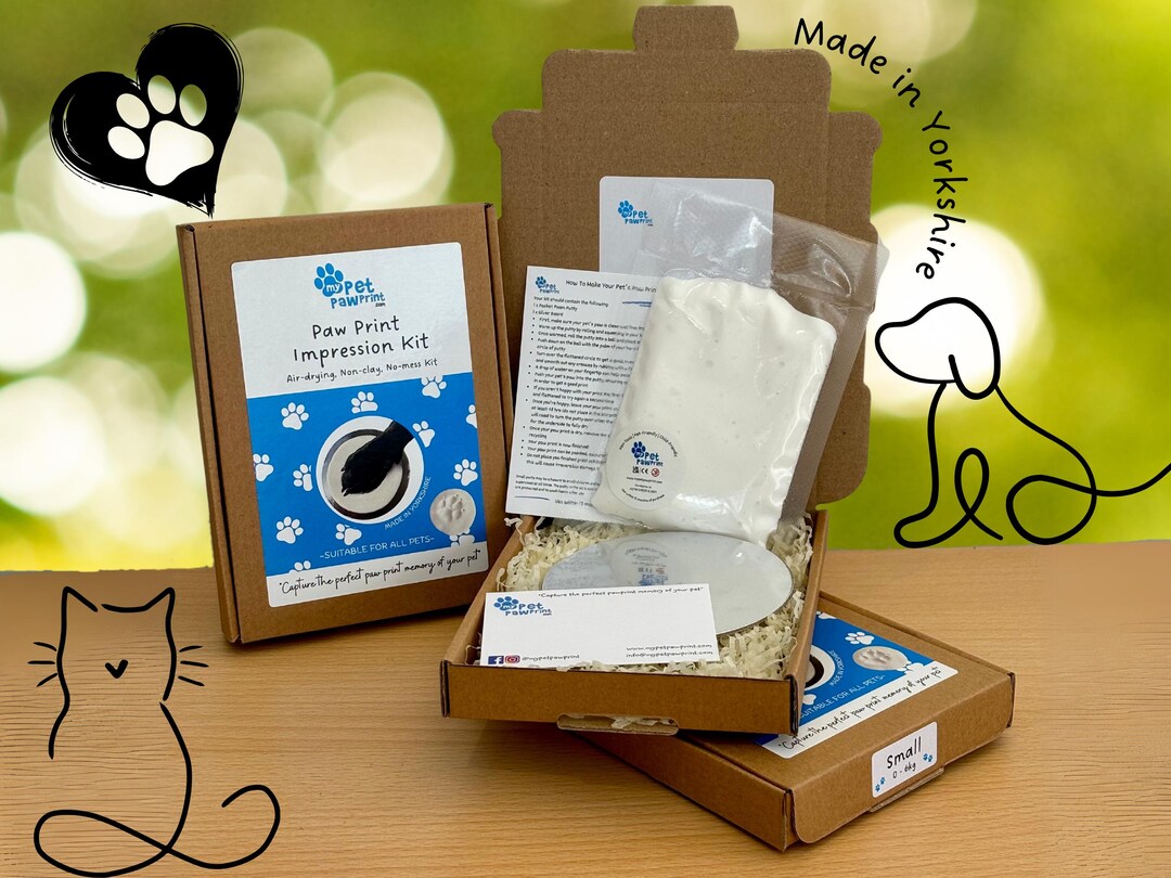Paw Print Keepsake Kit – Gift for Dog Cat Pet – Inkless No Mess Air-dry ...