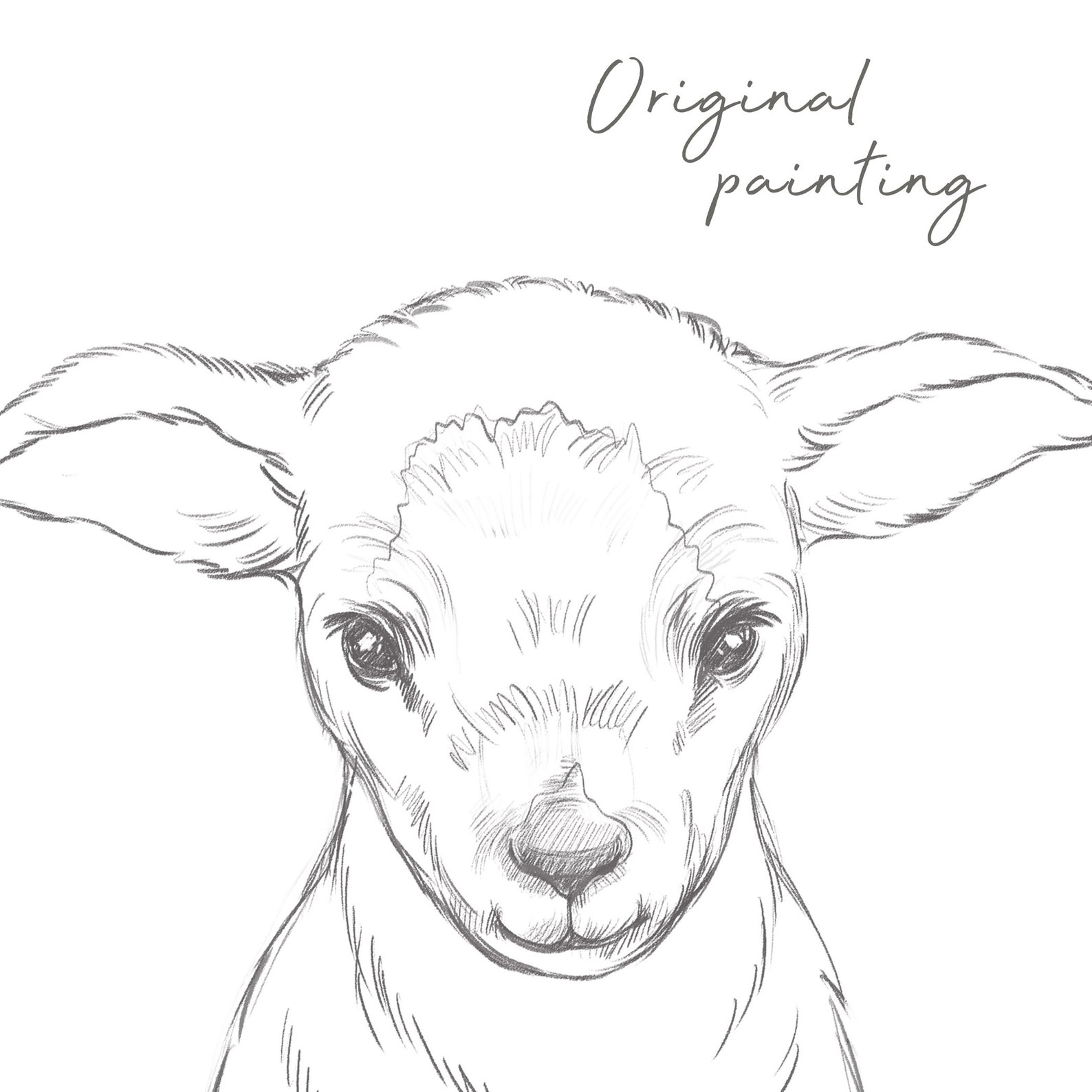Original Baby Lamb Printable Outline Drawing for Farmhouse Etsy